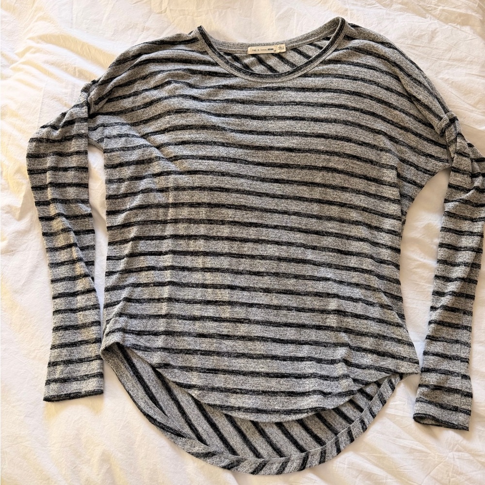 Rag & Bone Charcoal/black and Light Gray Striped Long Sleeve